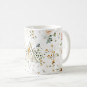 Mug Élégant Monogramme de jardin de fleurs (Devant droit)