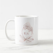 Mug Élégant Monogramme de Mariage Orchidée Rose Poussi (Gauche)