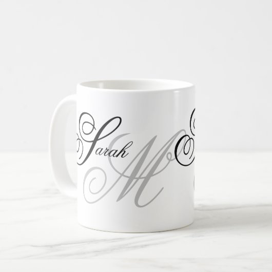 Mug Élégant Monogramme de typographie (Devant gauche)