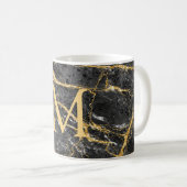 Mug Élégant Monogramme en marbre noir (Devant droit)