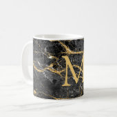 Mug Élégant Monogramme en marbre noir (Devant gauche)