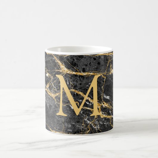 Mug Élégant Monogramme en marbre noir (Centre)
