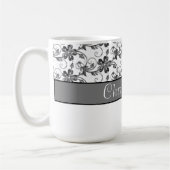 Mug Élégant monogramme et motif floral (Gauche)