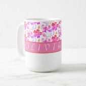 Mug Élégant Monogramme et motif floral rose (Devant gauche)