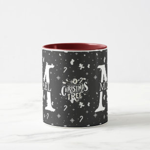 Mug Élégant Monogramme Fête de Noël décorative