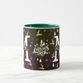 Mug Élégant Monogramme Fête de Noël décorative (Centre)