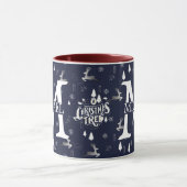 Mug Élégant Monogramme Fête de Noël décorative (Centre)