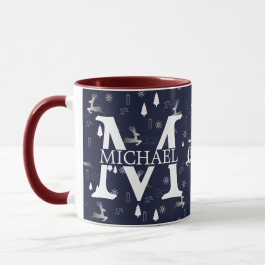 Mug Élégant Monogramme Fête de Noël décorative (Gauche)