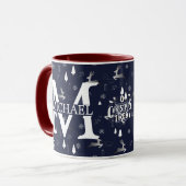 Mug Élégant Monogramme Fête de Noël décorative (Devant gauche)