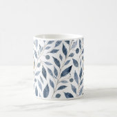 Mug Élégant Monogramme Feuille Bleue avec Initiale (Centre)