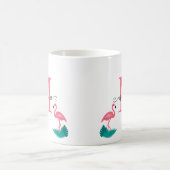 Mug Élégant Monogramme Feuille Tropical Flamant rose r (Centre)