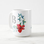 Mug Élégant monogramme floral aquarelle (Devant gauche)