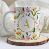 Mug Élégant Monogramme floral de printemps avec Accent