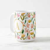 Mug Élégant Monogramme floral de printemps avec Accent (Devant gauche)