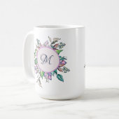Mug Élégant monogramme floral Pastel Watercolor (Devant gauche)