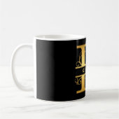 Mug Élégant Monogramme "K" Nom personnalisé Black Gold (Gauche)