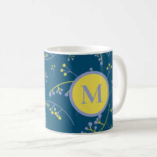 Mug Élégant monogramme lilas jaune motif