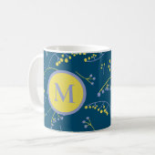 Mug Élégant monogramme lilas jaune motif (Devant gauche)