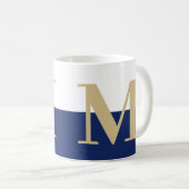 Mug Élégant Monogramme moderne cadeau or Marine Coffee (Devant droit)