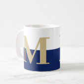 Mug Élégant Monogramme moderne cadeau or Marine Coffee (Devant gauche)