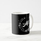Mug Élégant Monogramme noir Argent Script (Devant droit)
