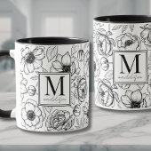 Mug Élégant Monogramme noir blanc