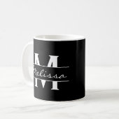 Mug Élégant monogramme noir et blanc (Devant gauche)