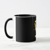 Mug Élégant Monogramme noir & or Script moderne (Gauche)