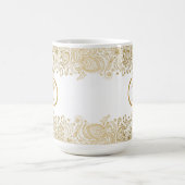 Mug Élégant Monogramme Or Et Blanc Paisley (Centre)