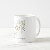 Mug Élégant Monogramme Or Feuillage d'Eucalyptus (Devant droit)