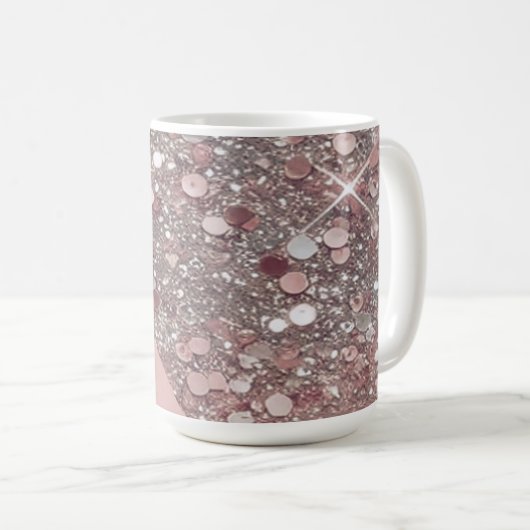 Mug Élégant Monogramme Or Rose (Devant droit)