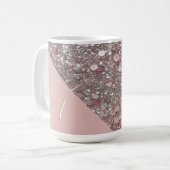Mug Élégant Monogramme Or Rose (Devant gauche)