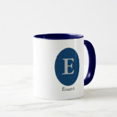 Mug Élégant Monogramme Personnalisé Bleu (Devant droit)