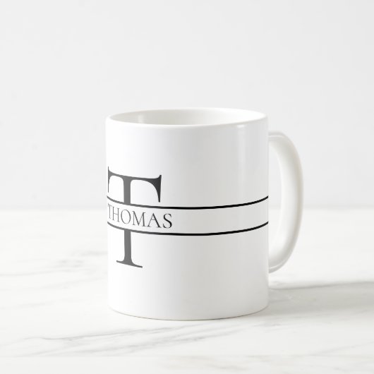 Mug Élégant Monogramme Personnalisé Nom Personnalisé (Devant droit)