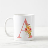 Mug Élégant Monogramme rose et orange A (Gauche)