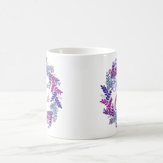 Mug Élégant Monogramme rose et pourpre 60e anniversair (Centre)