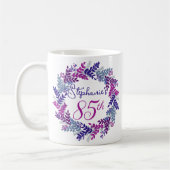 Mug Élégant Monogramme rose et pourpre 85e anniversair (Gauche)