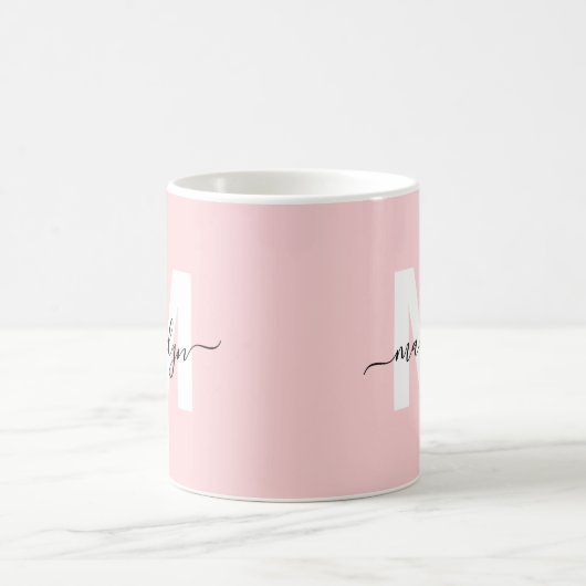 Mug Élégant Monogramme rose pâle moderne (Centre)