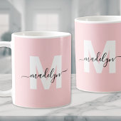 Mug Élégant Monogramme rose pâle moderne