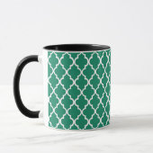 Mug Élégant monogramme vert et turquoise de quatrefoil (Gauche)