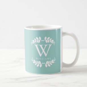 Mug Élégant Monogramme Vert Menthe