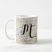 Mug Élégant Monogramme Vintage Partition (Gauche)