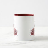 Mug Élégant monogramme vintage rouge toile de jouy (Centre)