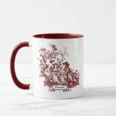 Mug Élégant monogramme vintage rouge toile de jouy (Gauche)