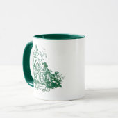 Mug Élégant monogramme vintage vert toile de jouy (Devant gauche)