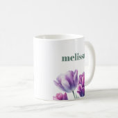 Mug Élégant monogramme violet personnalisé (Devant droit)