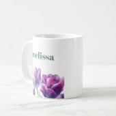 Mug Élégant monogramme violet personnalisé (Devant gauche)