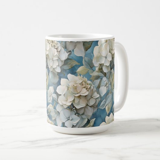 Mug Elégant moody bleu poussiéreux flores d'aquarelle (Devant droit)