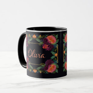 Mug Élégant moody rose poachy boho floral