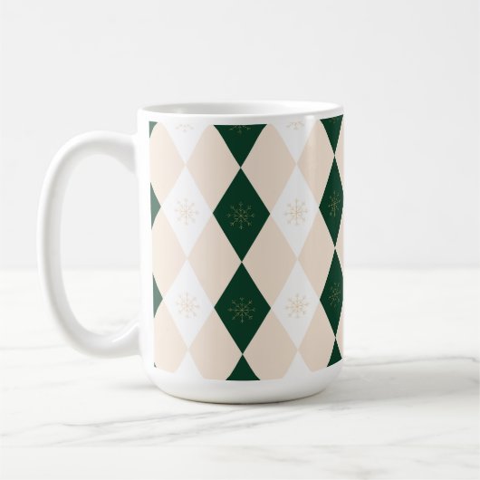 Mug Élégant Motif arlequin de Noël avec flocon de neig (Gauche)